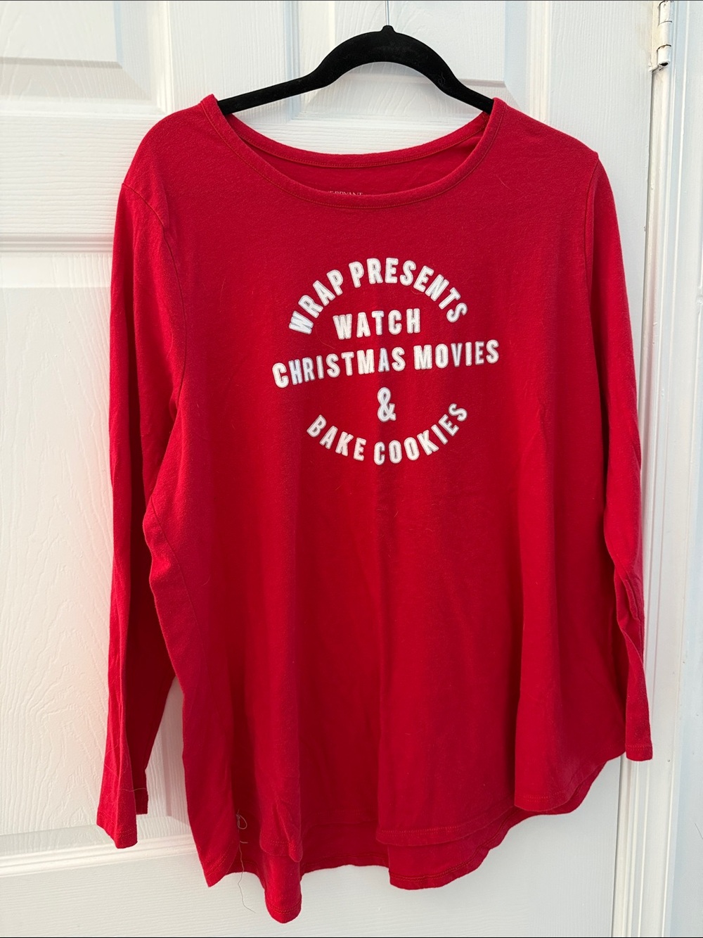 Lane Bryant Red Long-Sleeve Holiday Graphic pajama Top